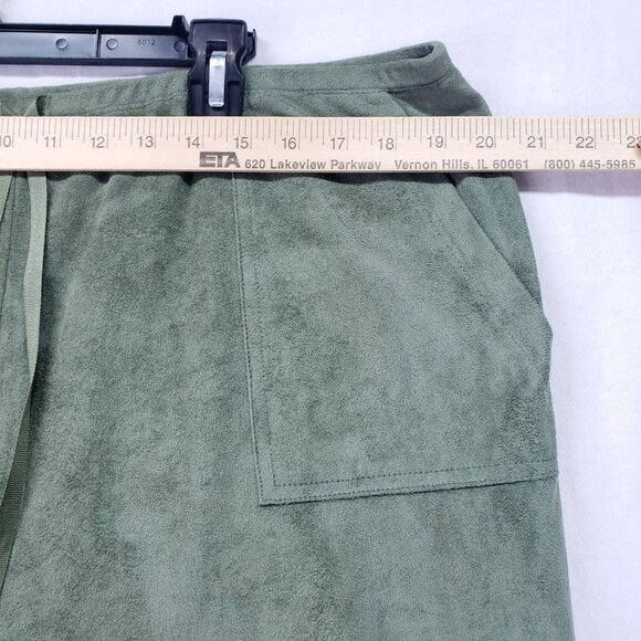 Susan Bristol Sage Green Suede 2 Piece Lounge Set Sweater Wide Leg Pants Size XL - Picture 10 of 16